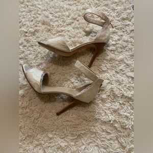 Artelier Nicole Miller Womens Lace Leather 4 Inch‎ Ankle Strap Sandals, Size 10